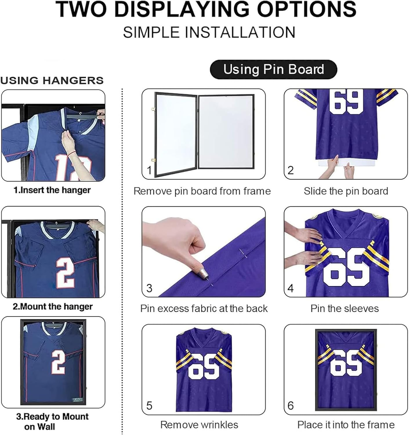 Jersey Frame Display Case 4 Pack - Jersey Display Case Jersey Shadow Box with Uv Protection Acrylic and Hanger for Baseball Basketball Football Soccer Hockey Sport Shirt and Uniform,Black Finish