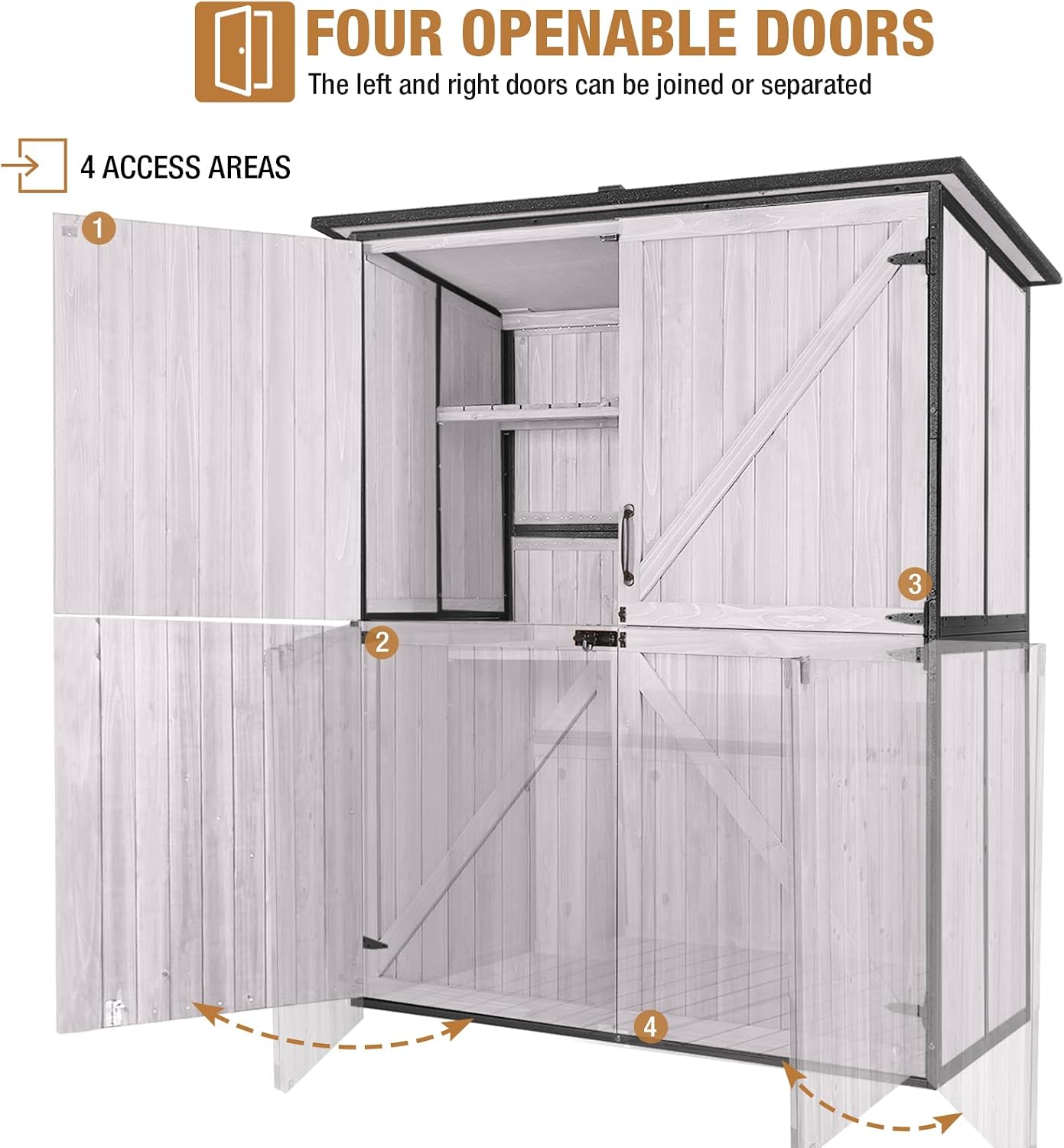 Outdoor Storage Shed, Tool Shed with Floor, Storage House with Metal Frame for Backyard Garden Patio Lawn -White