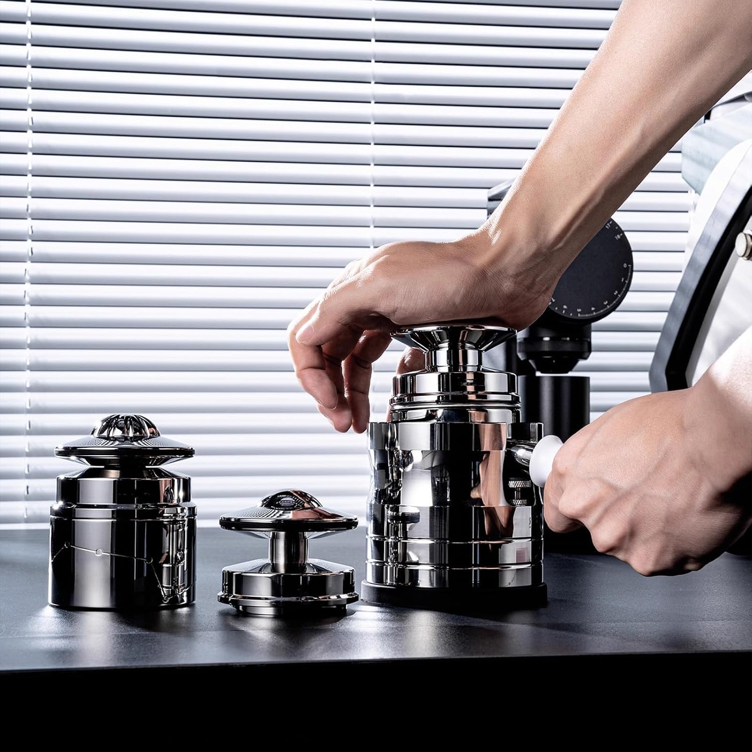 58mm Espresso Accessories Kit, Espresso Accessories, Spring-Loaded Espresso Tamper, WDT Tool, Coffee Distributor, Wooden Storage Stand, Magnetic Fixation, Coffee Machine Accessories for Barista