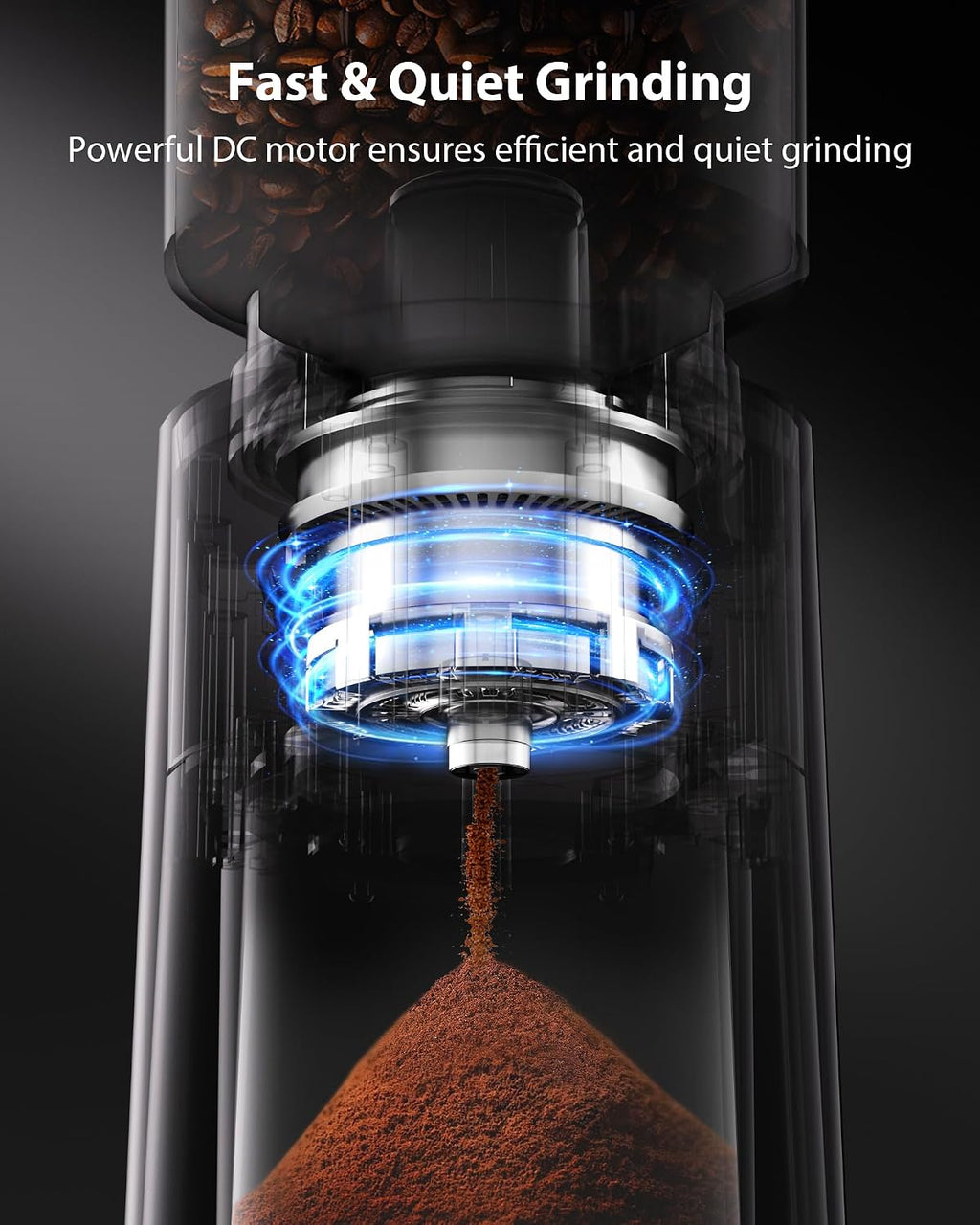 Aromaster Burr Coffee Grinder,Adjustable 2-12 Cups Timer, Black