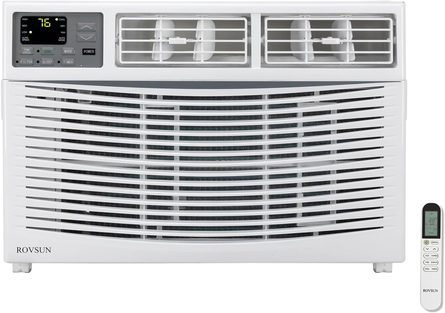 ROVSUN 12000 BTU Air Conditioner Window Unit with Heat, 4-in-1 Window AC Unit Cooler, Heater, Dehumidifier & Fan with Timer, Remote Control & Installation Kit for Rooms up to 550 Sq. Ft, 208/230V