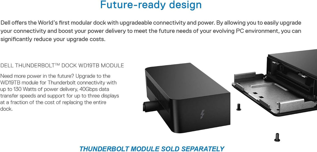 Dell WD19 130W Docking Station (with 90W Power Delivery) USB-C, HDMI, Dual DisplayPort, black