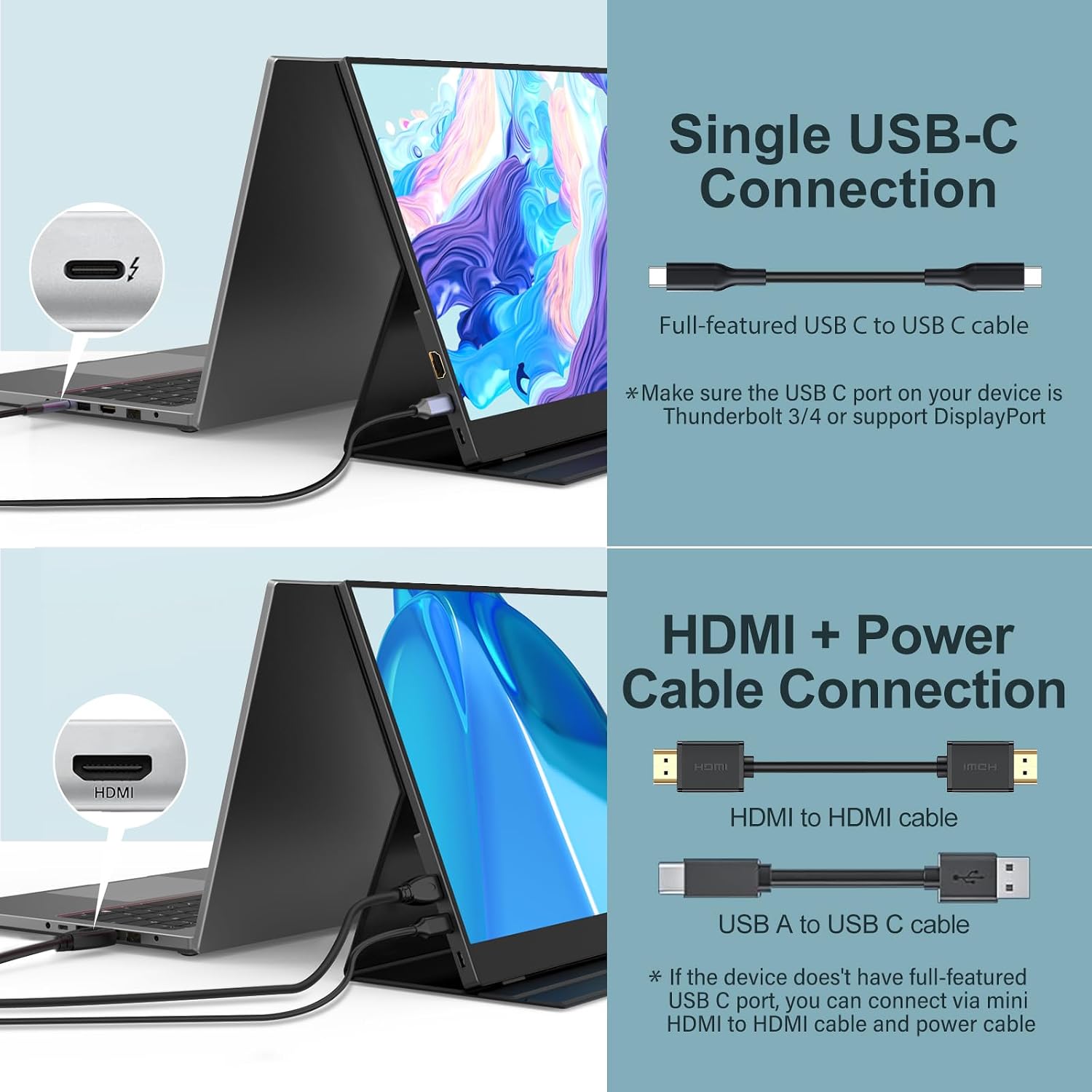 InnoView 18.5' FHD 100Hz 100% sRGB Dual Monitor with 15.6 Inch FHD 1080P Standard HDMI USB C Second External Monitor for Laptop