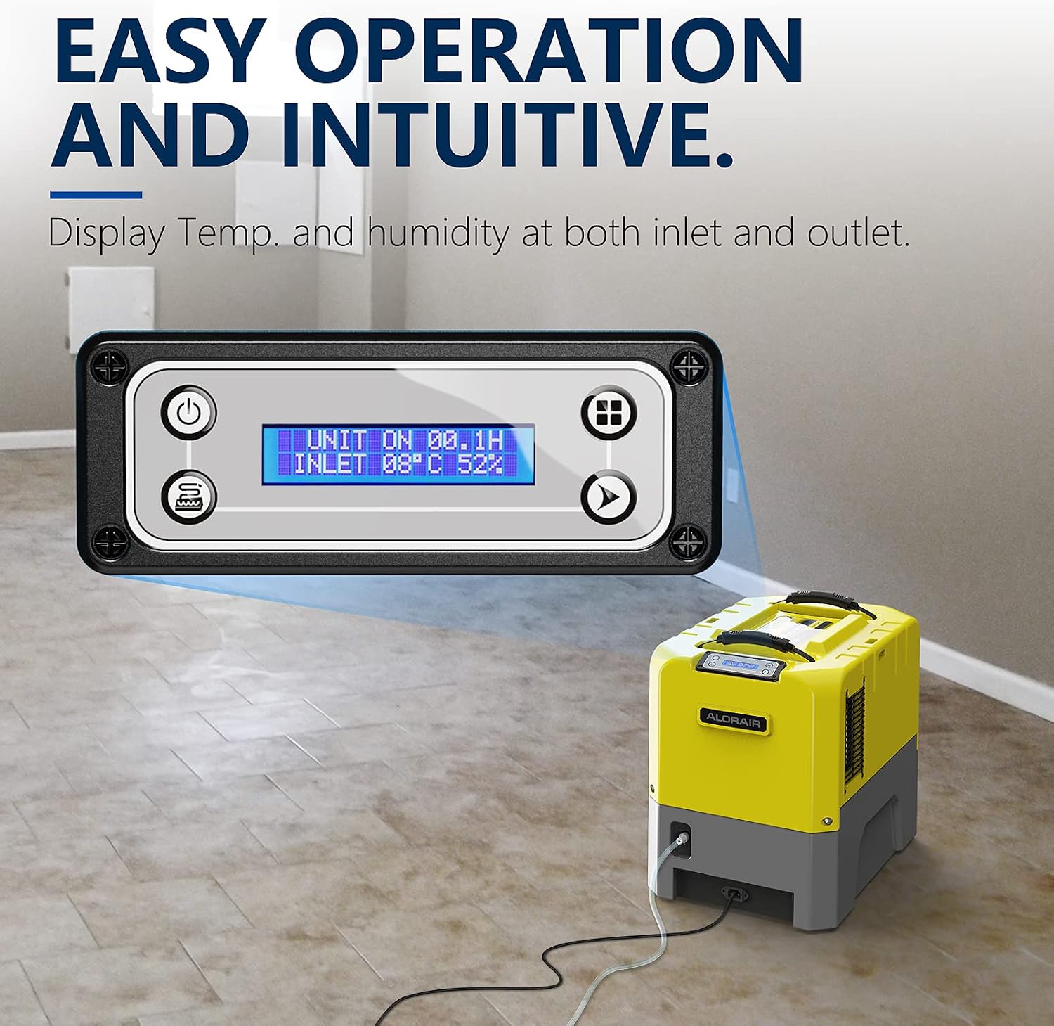 ALORAIR 180 PPD Commercial Dehumidifier with Pump Drain Hose, LGR Dehumidifiers for Basement Warehouse & Job Sites, Crawl Space Dehumidifier for Water Damage Restore, 6-Year-Limited Warranty, Yellow