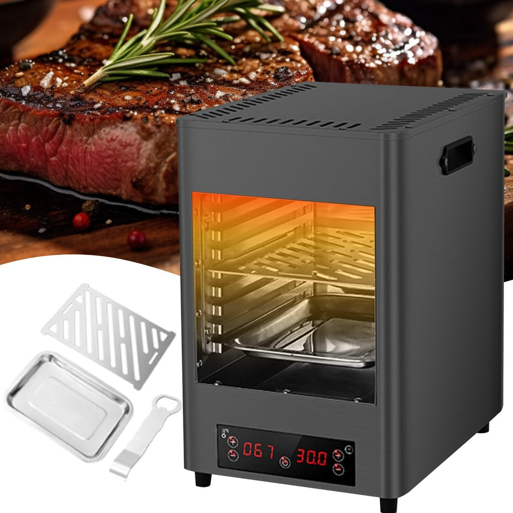 1700W Electric Steak Broiler, With 8 Grilling Slots, Time and Temperature Adjustable, 800℃ Stainless Steel Steak Grill, For Indoor Kitchen,A-220V