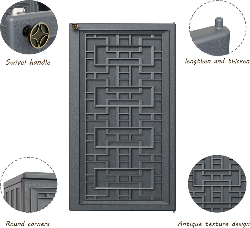 Mrosaa Indoor Outdoor Storage Cabinet Waterproof with Shelf,Plastic Storage Sheds Outdoor Cabinets for Patio/Garden/Backyard, Size 34.3''L*15''W*36.2''H（Gray）