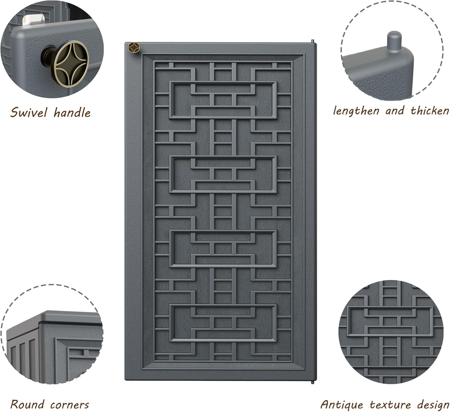 Mrosaa Indoor Outdoor Storage Cabinet Waterproof with Shelf,Plastic Storage Sheds Outdoor Cabinets for Patio/Garden/Backyard, Size 34.3''L*15''W*36.2''H（Gray）