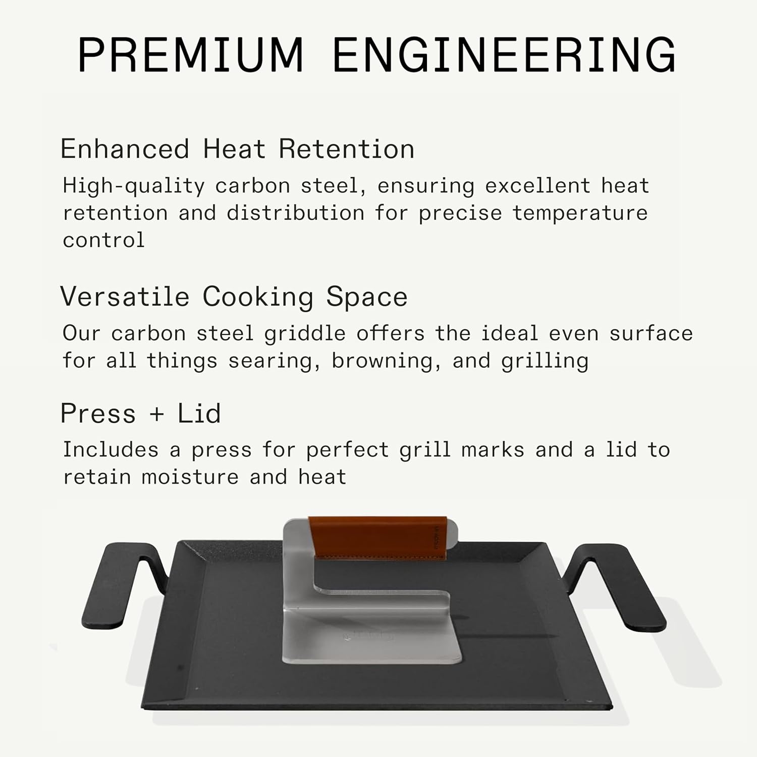 Made In Cookware | Carbon Steel Griddle and Grill Press Set with Half Lid | Professional Cookware | Crafted in Sweden | Induction Compatible