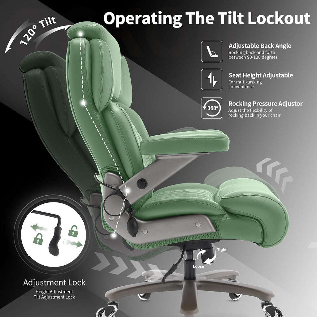 Big and Tall Office Chair 700lbs - Adjustable Headrest&Lumbar Support, 3D Flip Arms, Large Wheels &Heavy Duty Metal Base, Ergonomic High Back Computer Chair Desk Chair, Thick Padded Extra Wide Seat