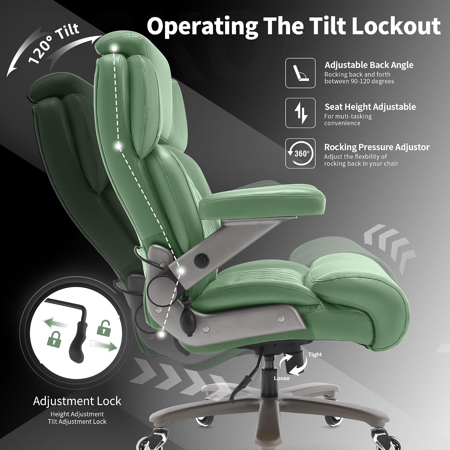 Big and Tall Office Chair 700lbs - Adjustable Headrest&Lumbar Support, 3D Flip Arms, Large Wheels &Heavy Duty Metal Base, Ergonomic High Back Computer Chair Desk Chair, Thick Padded Extra Wide Seat