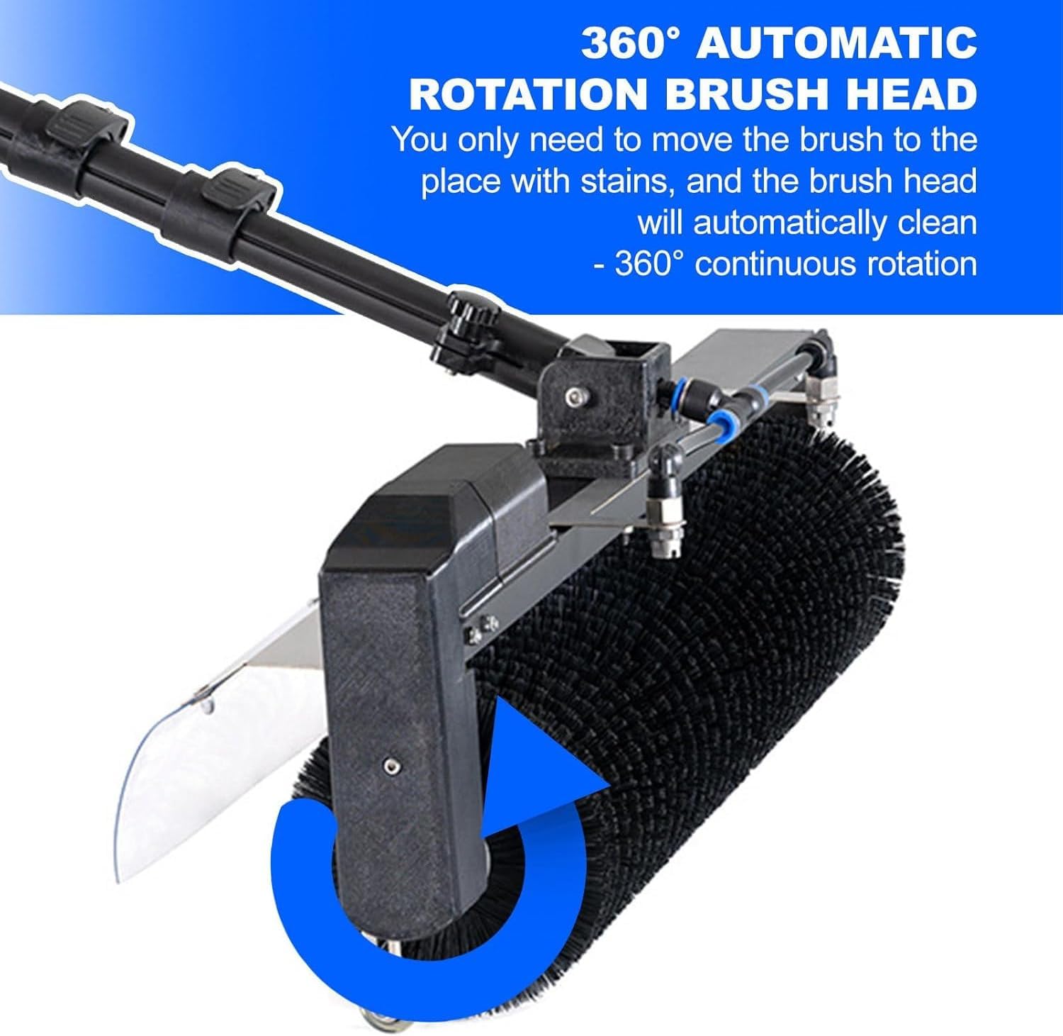 Electric Solar Panel Cleaning Tools, 60cm Roller Brush Head, Solar Photovoltaic Panel Cleaning Machine, Water Fed Pole Cleaning Kit,3.5M