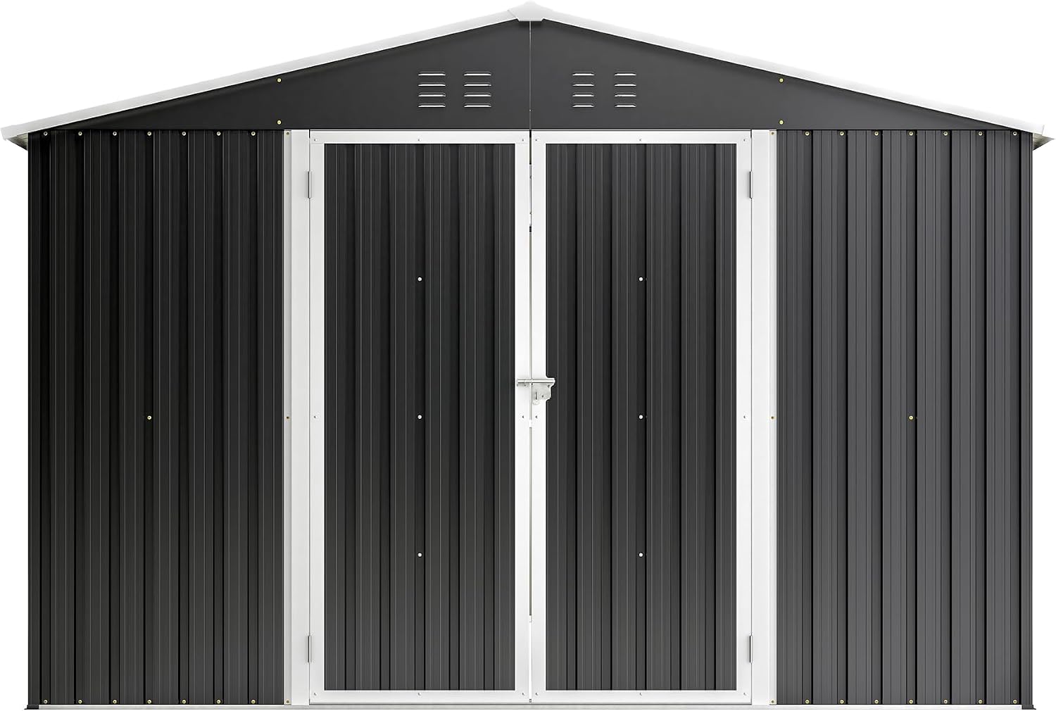 Ball & Cast 10×12 FT Outdoor Storage Shed,Metal Waterproof Tool Sheds with Lock and Key,Heavy-Duty Sheds Unit W/Doors and Vents,Galvanized Steel Garden House for Storing Bicycles,Barbeques,Black