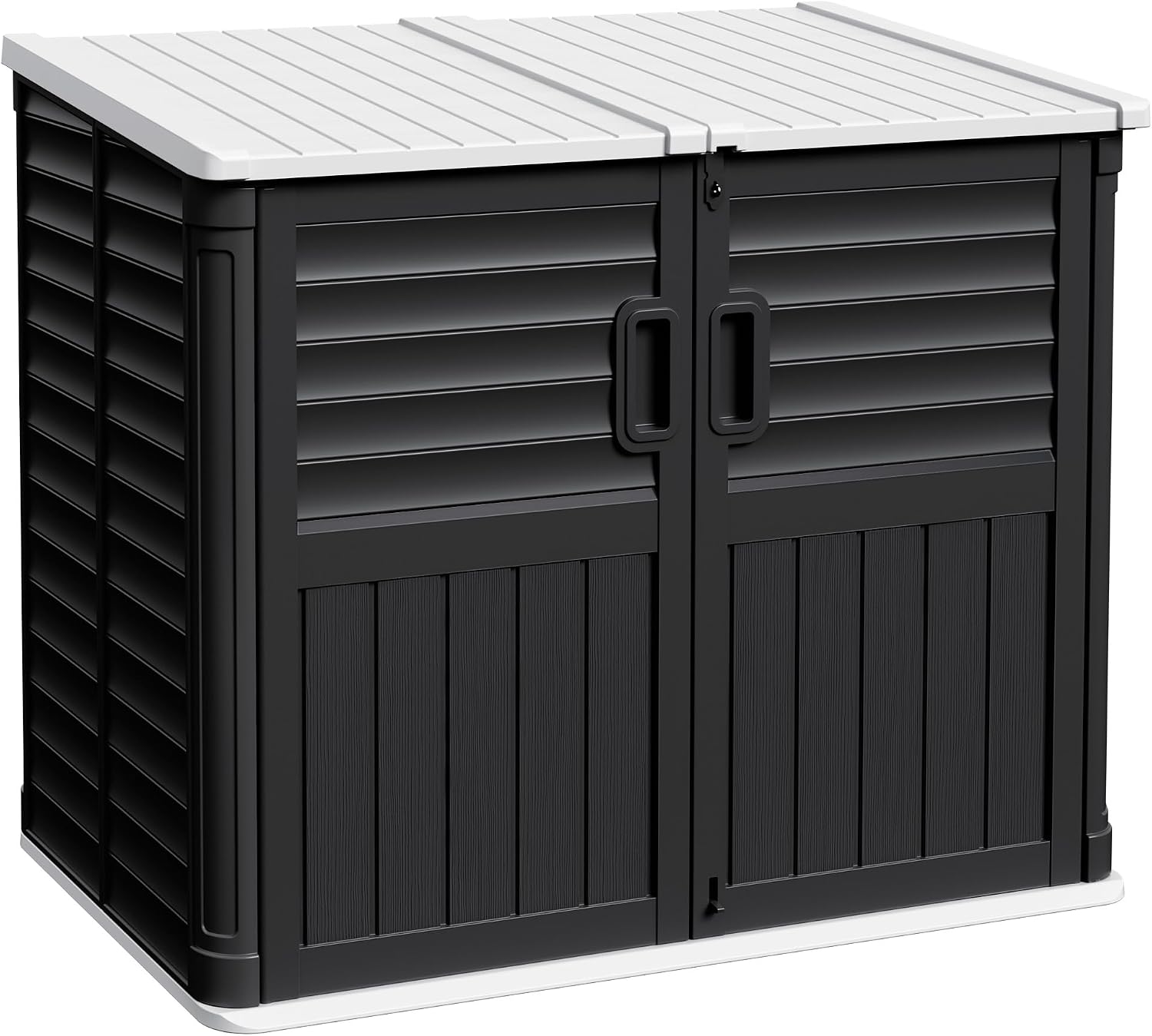 Devoko Outdoor Storage Shed, 34 Cu Ft Outdoor Storage Cabinet Without Shelf, Waterproof, Double Locks, Resin Storage for Trash Can, Garden Tools, Pool Supplies, Black
