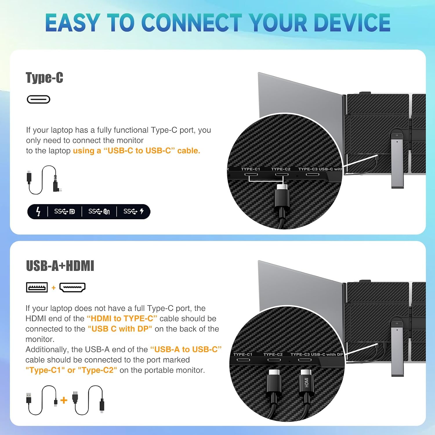 Laptop Screen Extender, 2025 Upgraded Ultra-Thin 14' FHD 1080P Portable Monitor, Lightweight Dual Laptop Monitor Extender for 13-17.3' Laptops, Plug n Play for Windows/Mac/Android