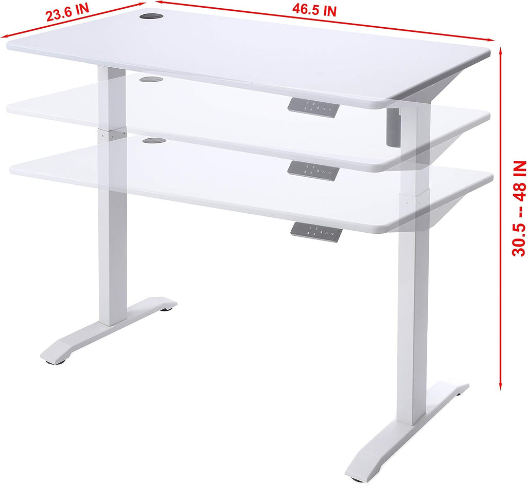 UNICOO Electric Height Adjustable Standing Table, Sit Stand Workstation, Gaming Desk, Motorized Whole-Piece Desk Board 48 * 24 in (KT1001-WW)