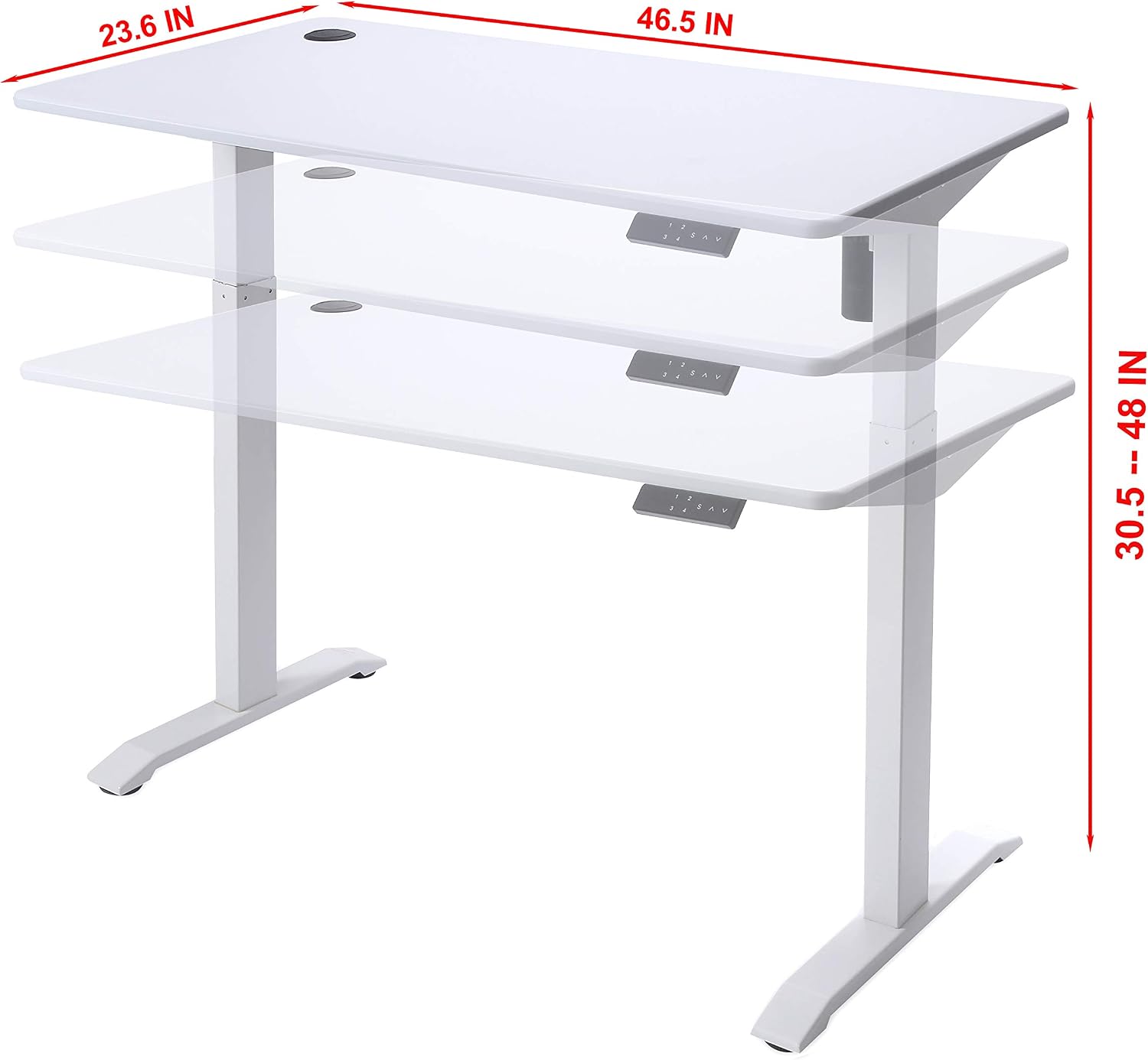 UNICOO Electric Height Adjustable Standing Table, Sit Stand Workstation, Gaming Desk, Motorized Whole-Piece Desk Board 48 * 24 in (KT1001-WW)