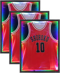 Grintus Jersey Frame Display Case,Lockable With Colorful Led Lights Display Box For Jersey Display With UV Protection Acrylic And Hanger For Baseball Basketball Football Hockey Sport Shirt,Black-3Pack