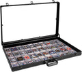 Large Black Cards Trade Show Display Case, Portable Aluminum Trading and Graded Card Display Frame with Locks, Table Top Aluminum Holder with Clear Acrylic Showcase for Jewelry Craft Collector Shows
