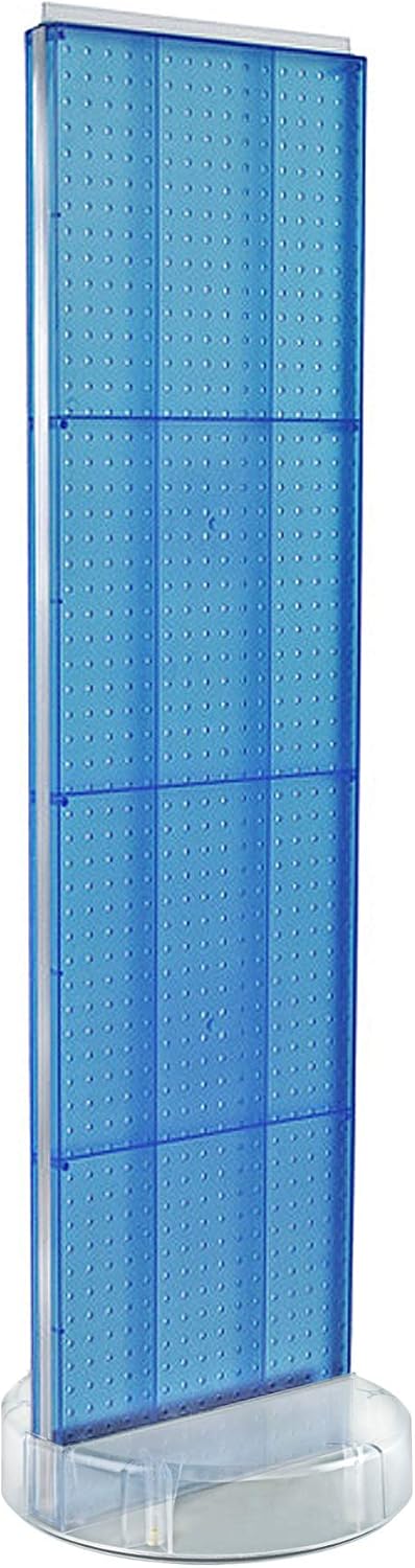 Azar Displays 700780-BLU, TWO-SIDED PEGBOARD FLOOR DISPLAY W/C-CHANNEL SIDES ON REVOLVING ROUND STUDIO BASE. PANEL SIZE: 16'W X 60'H, Blue