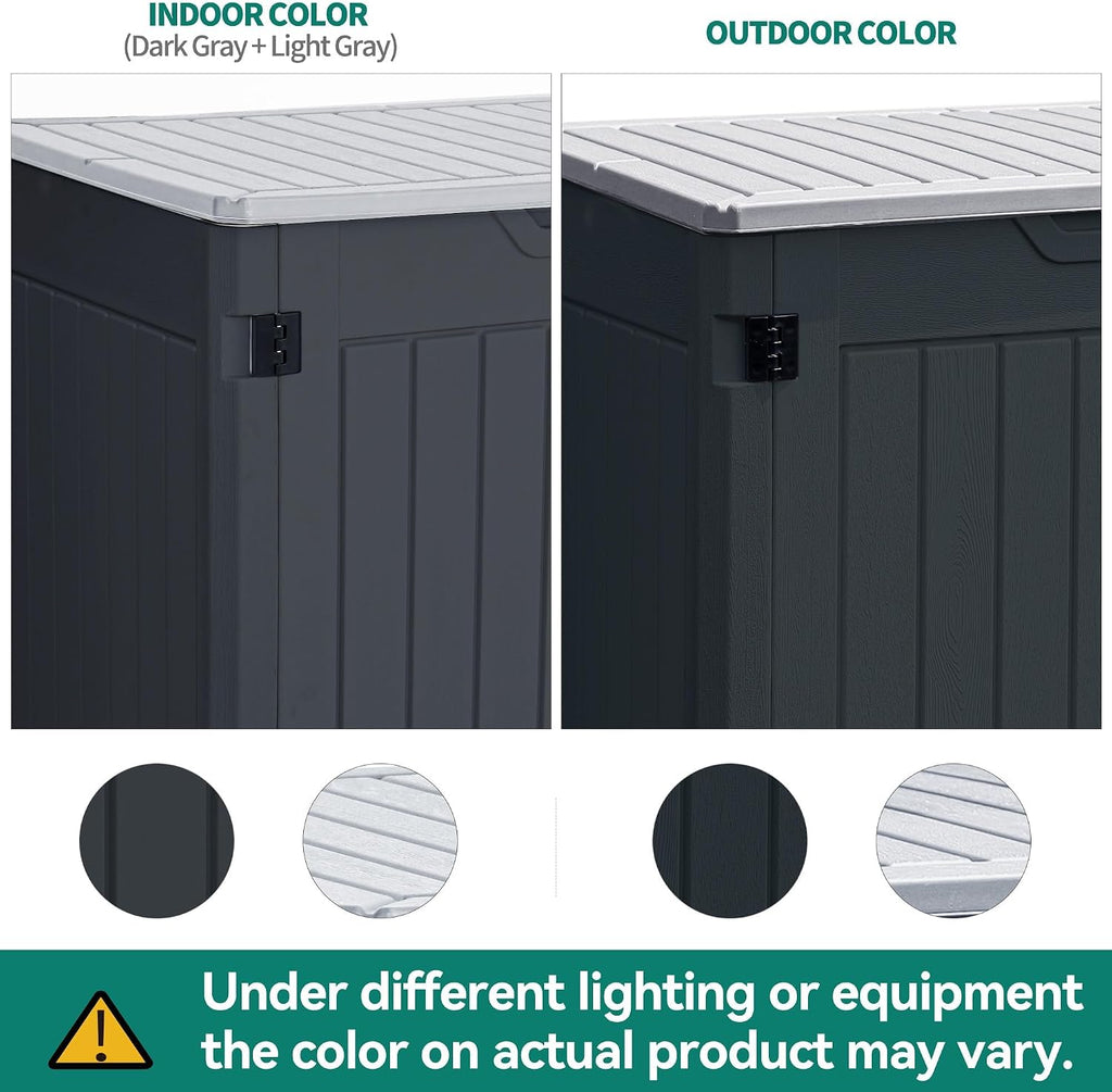 YITAHOME Large Outdoor Horizontal Storage Shed, 47 cu ft Resin Tool Shed w/o Shelf, Waterproof Outdoor Storage with Floor for Trash Cans, Garden Tools, Lawn Mower, Lockable, 4.5x2.8x3.9 ft, Dark Gray