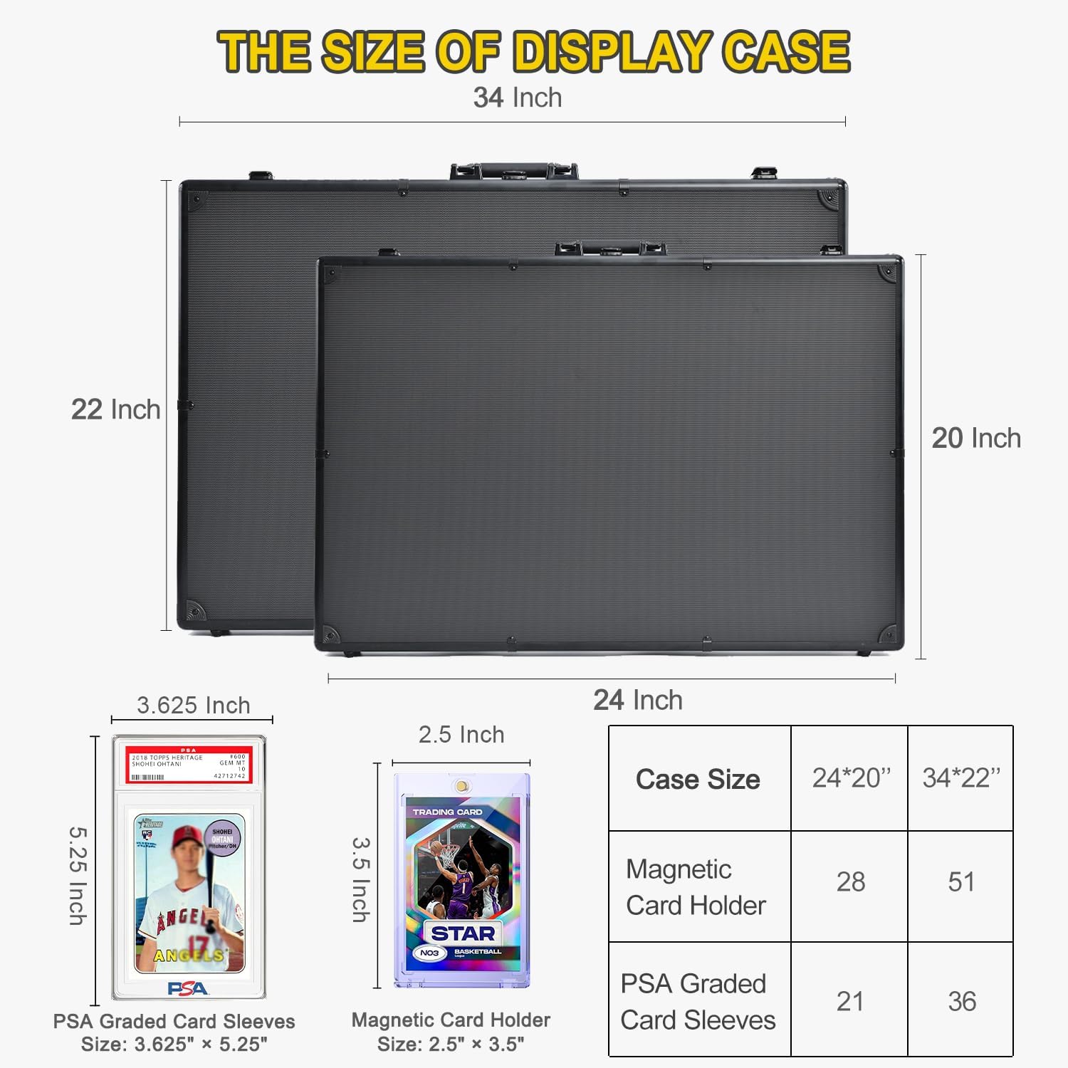Trade Show Display Case – 34'x22' Large Aluminum Locking Tabletop Showcase for Trading Cards, Sports Cards, TCG, Jewelry – Lightweight & Portable for Exhibitions, Conventions, and Collectibles, Black