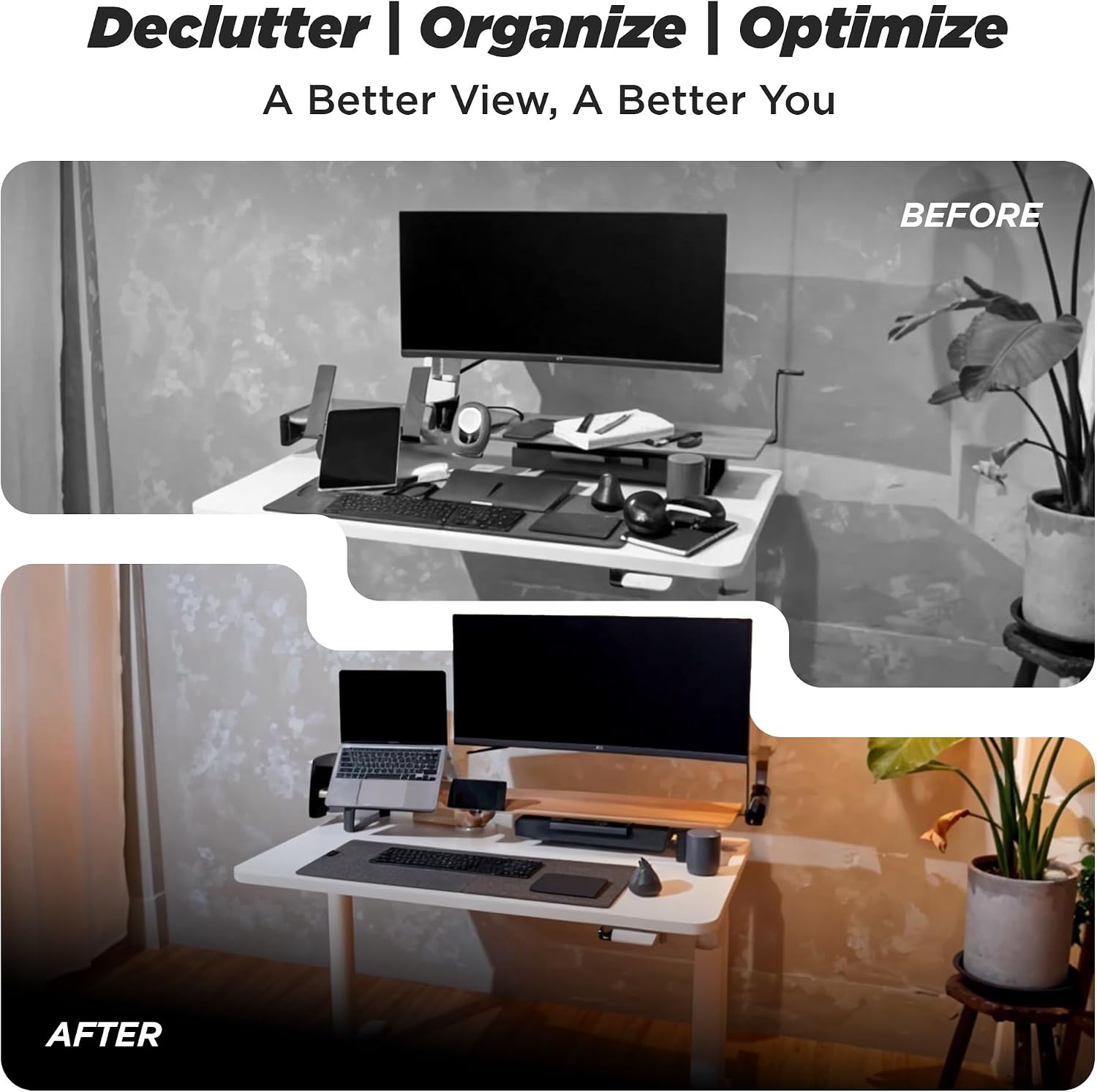 ULTRARM Moodular Wooden Monitor Stand 33.4' (85cm) Desk Organizer with Metal Slide Rails for Drawer, Tray, Laptop, Tablet, Phone & Headphones Customizable Riser for Organized Workspace Oak MS85-O