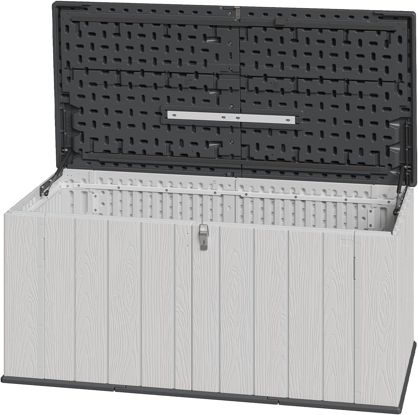 Aoxun 21 Cu.Ft Outdoor Storage Shed, Large Resin Storage Shed with Lid, Waterproof & UV-Resistant Patio Storage for Cushions, Garden Tools, and Pool Accessories (White)
