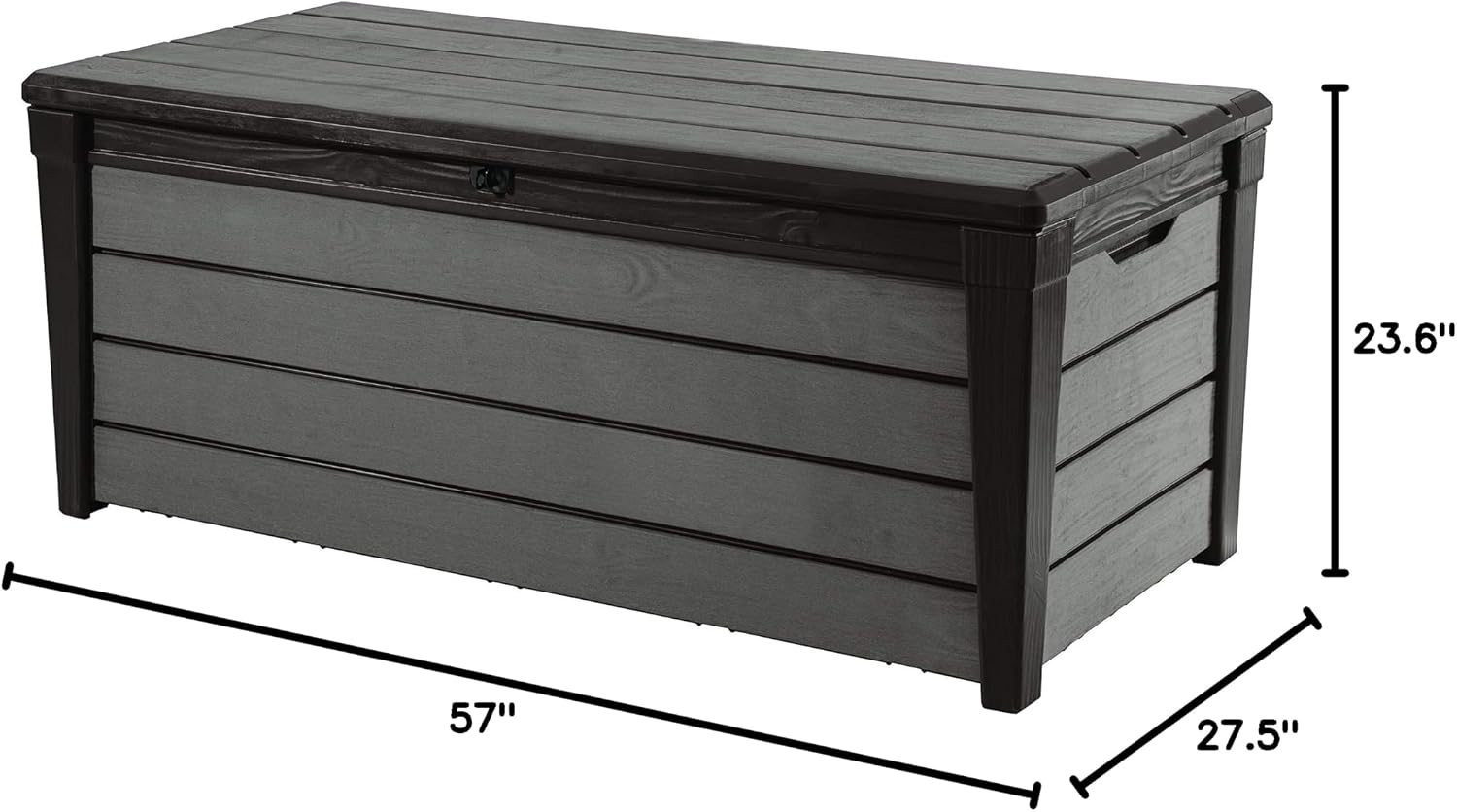 Keter Outdoor Storage Deck Box, for Patio, Backyard & Garden, Brushwood, 120 Gal, Brown - Lockable, Organizing, and Waterproof Plastic Container Bench