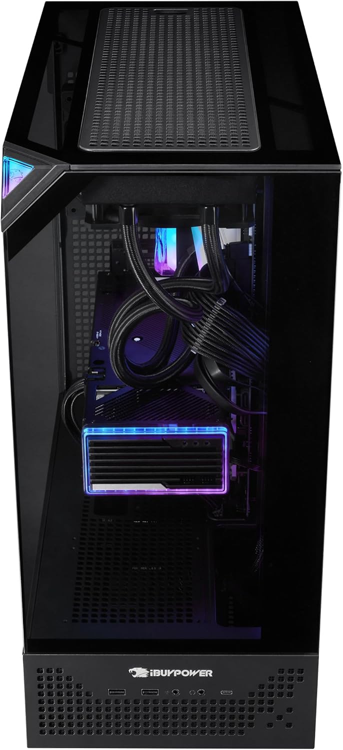 iBUYPOWER Element Pro Black Gaming PC Desktop Computer Intel Core i9 14900KF CPU, NVIDIA GeForce RTX 5070 12GB GPU, 32GB DDR5 RGB RAM, 2TB NVMe SSD, Windows 11 Home, Keyboard, Mouse - EPBI9N5701