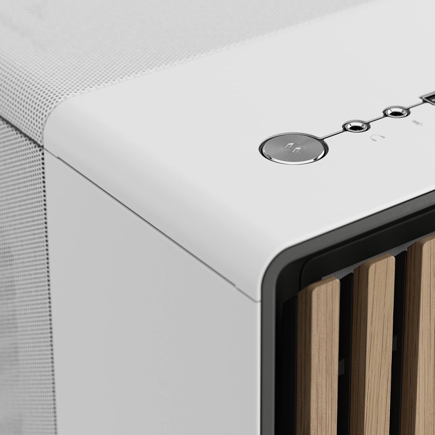 Fractal Design North Chalk White - Genuine Oak Wood Front - Mesh Side Panels - Two 140mm Aspect PWM Fans Included - Type C USB - ATX Airflow Mid Tower PC Gaming Case