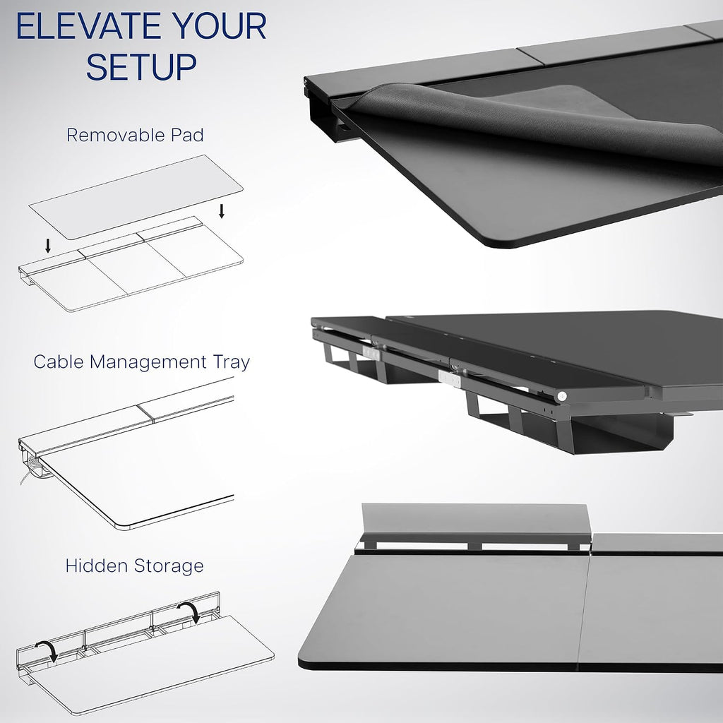 VIVO Electric 60 x 30 inch Standing Desk with Concealed Cable Trays and Full-Size Mouse Pad, Dual Motor Memory Controller Height Adjustment, Black Top Black Frame, DESK-KIT-E2B-P3B
