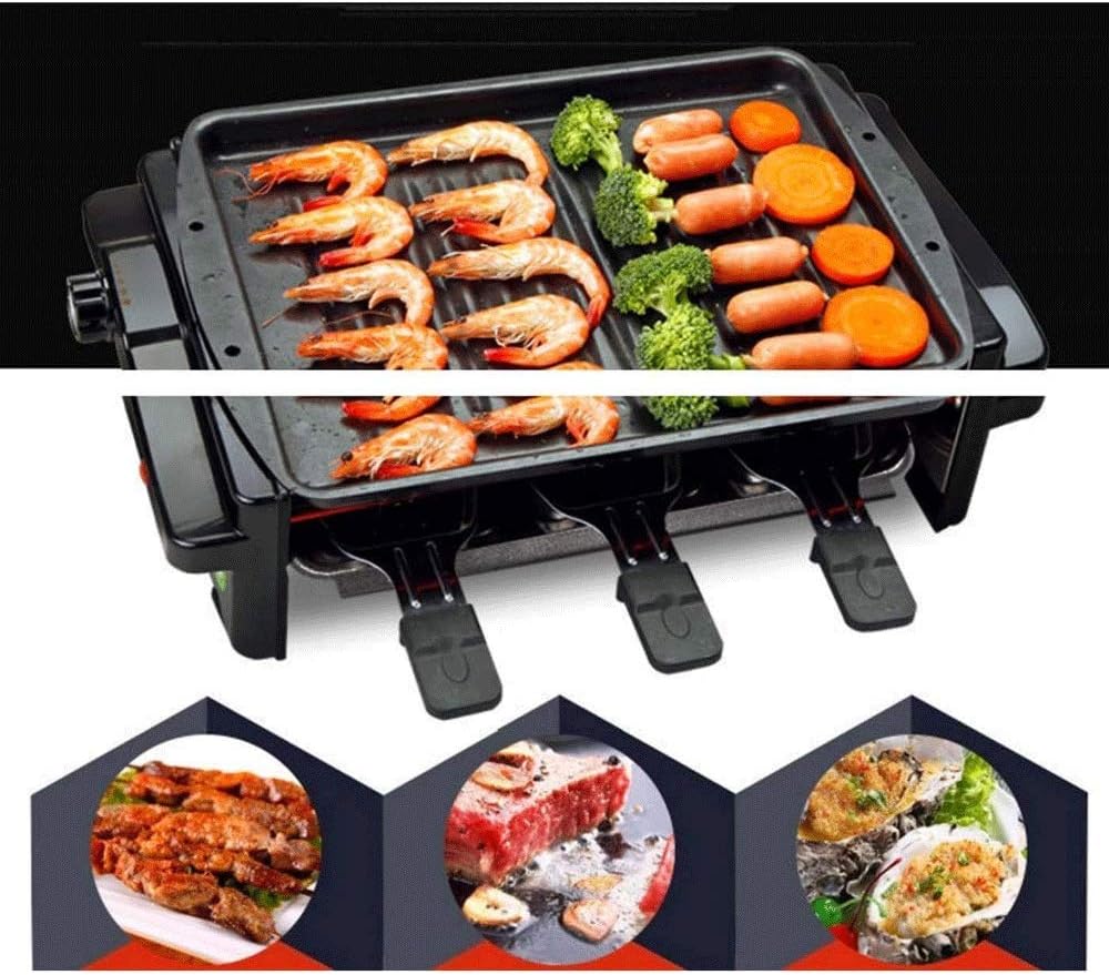 Barbecue Grill Double Electric Grill -Electric Indoor Searing Grill Removable Easy-to-Clean Nonstick Plate, 6-Serving, Extra-Large Drip Tray, Stainless Steel