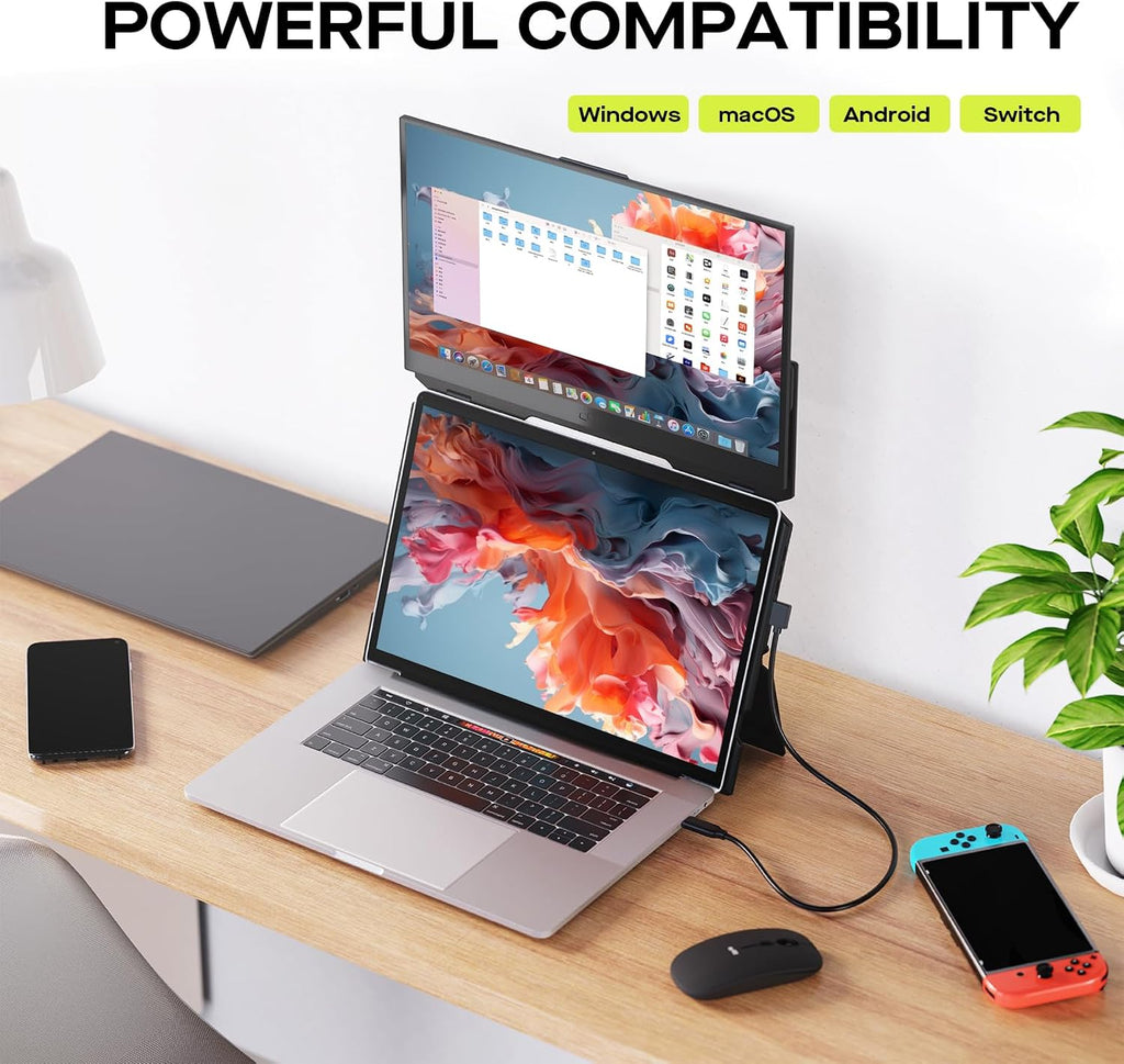 New Mobile Pixels Duex Float Portable Monitor, 15.6' FHD 1080P IPS Ultra Slim Laptop Screen Extender, USB A/USB C/HDMI Plug and Play Auto Rotated, Windows/Mac/Android/Switch Compatible