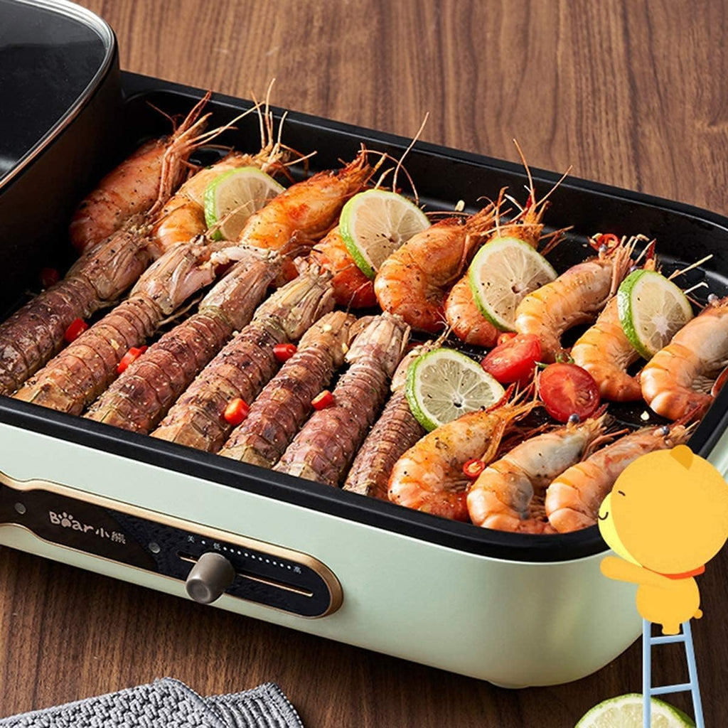 BBQ Smokeless Grill Electric Hot Pot and BBQ Grill, 2000W Multifunctional Smokeless BBQ Hot Pot Integrated Kitchen Pot Large Capacity Family Party Kitchenware