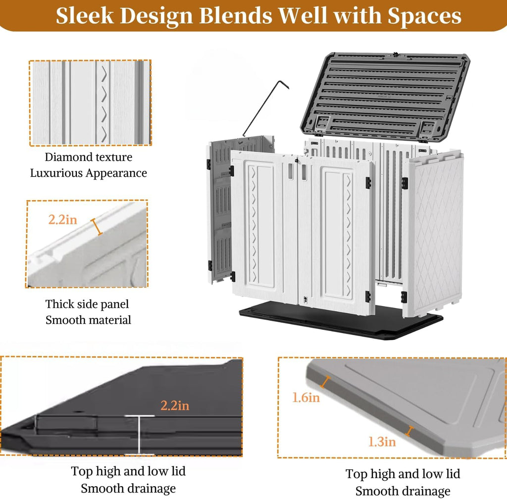ZZM 4x3FT Heavy-Duty Outdoor Storage Shed | 34 Cu.Ft Waterproof Resin Cabinet with Double-Wall | UV-Resistant & Lockable for Garden Tools, Bikes, Patio Furniture (Wood Grain Texture)