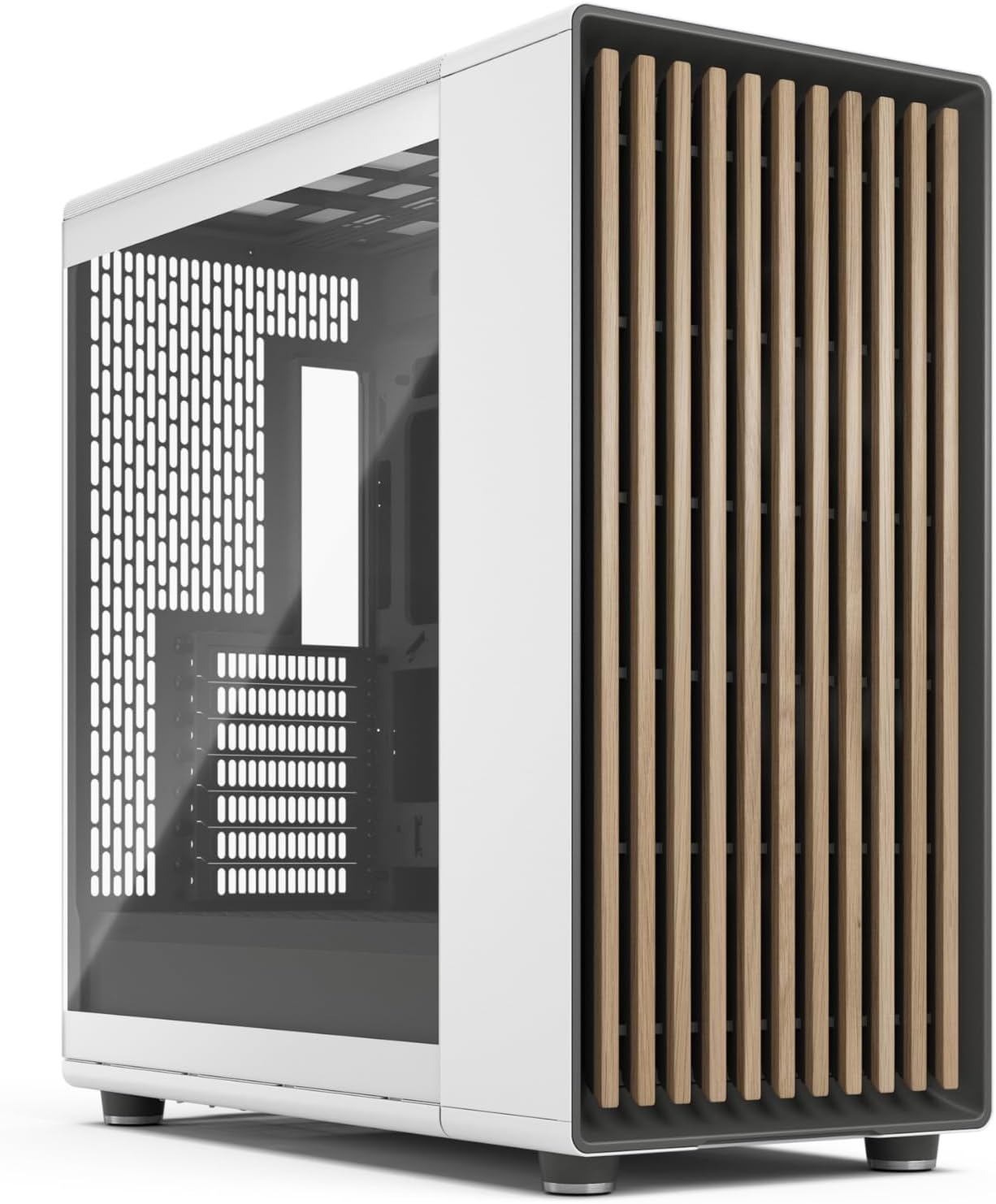 Fractal Design North XL RC Chalk White TG Clear - Reverse Connection Motherboard Compatible - Three 140mm Aspect PWM Fans Included- Type C USB - ATX Airflow Full Tower PC Gaming case