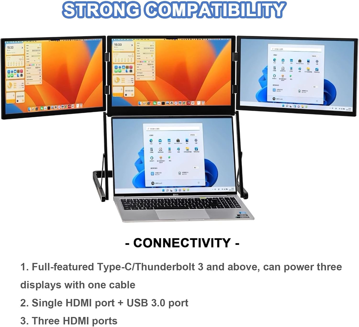 15.6' Portable Monitor for Laptop - 1080P FHD Screen Extender with Kickstand, Compatible with MacOS, Windows, and Gaming Consoles - Ideal for Work & Play