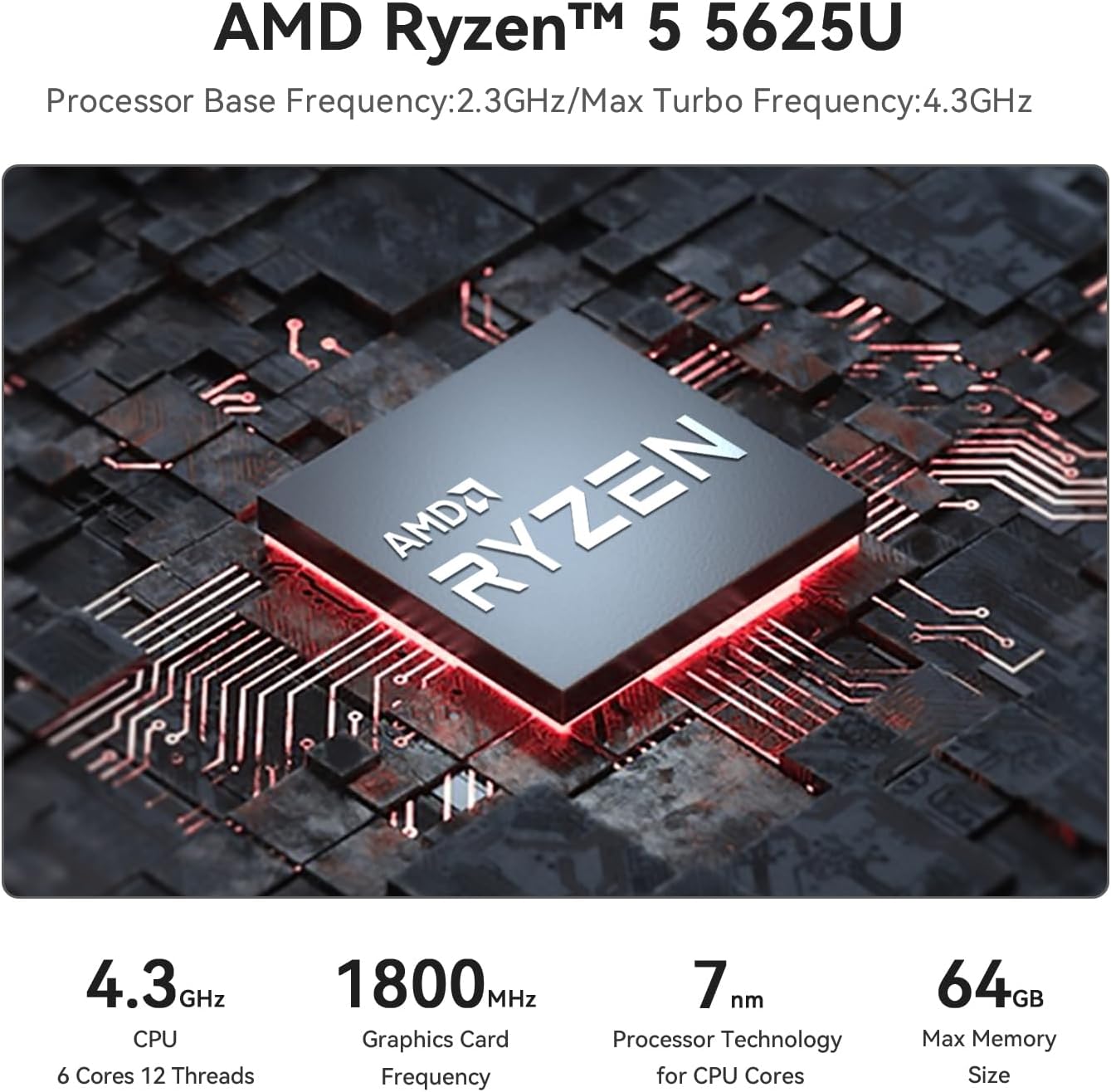 Beelink SER5 PRO Mini PC,AMD Ryzen 5 5625U(6C/12T,up to 4.3 GHz),Mini Computer 16GB DDR4 RAM 480GB M.2 2280 SSD Graphics 7core 1800MHz,Support 4K Triple Display/HDMI+DP+Type-C/Wifi6/BT5.4