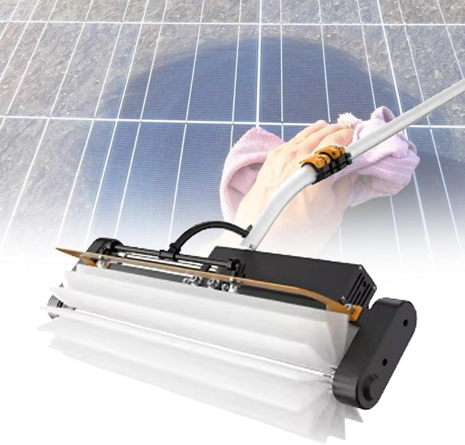 Electric Solor Panel Cleaning Roller Brush, Automatic Water Supply Cleaning Tool, Photovoltaic Panel Cleaner, Dry Cleaning No Water Brush,Dual-Purpose