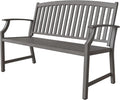 Grand patio Farmhouse Outdoor Bench, Garden Benches with Anti-Rust Aluminum, Faux Wood Grain Finish Frame Patio Bench for Front Porch, Weathered Gray