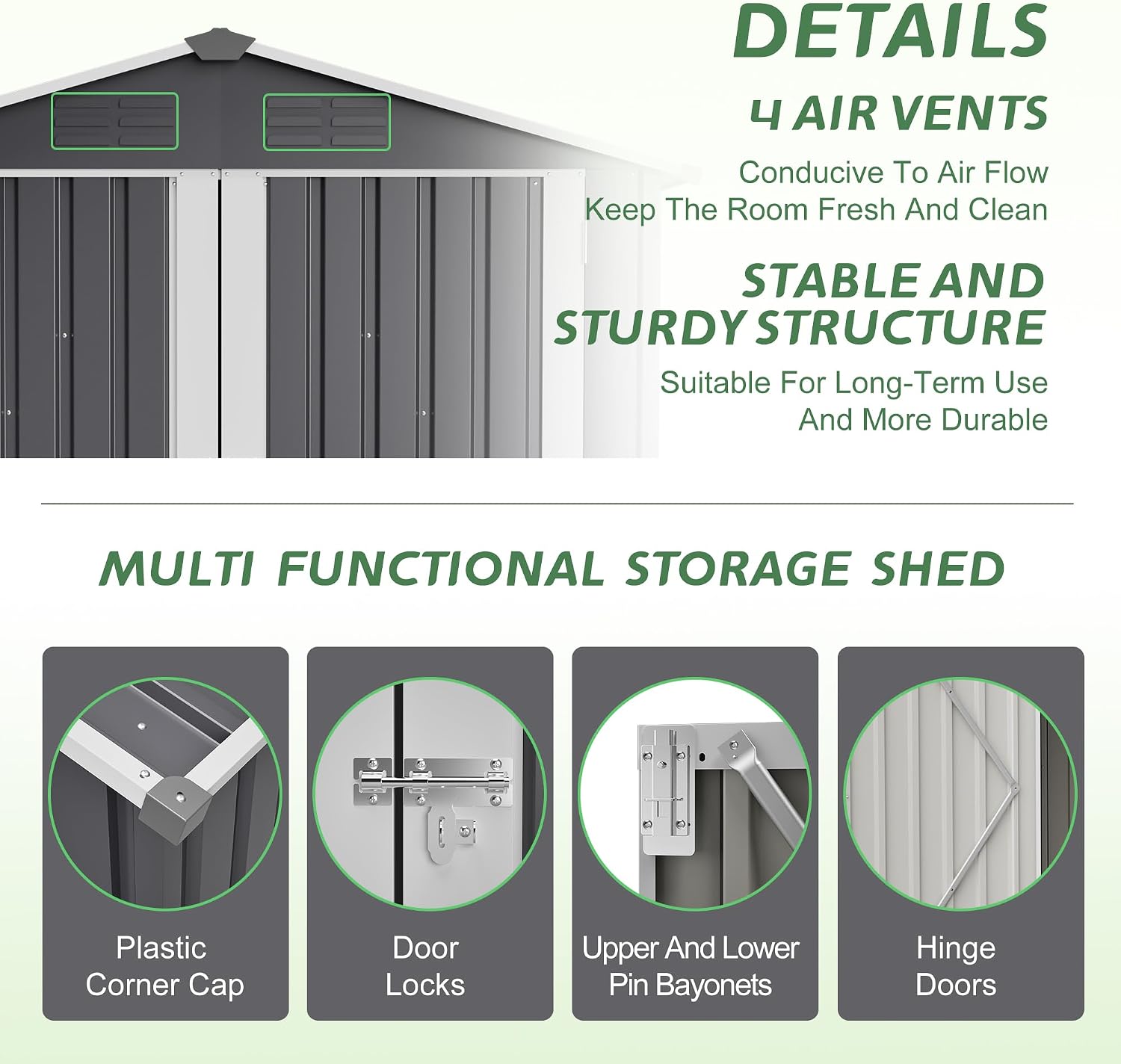 Outdoor Storage Shed 6 X 4ft Metal Utility Tool Sheds with Floor Frame, Steel Garden Shed for Backyard Patio Lawn