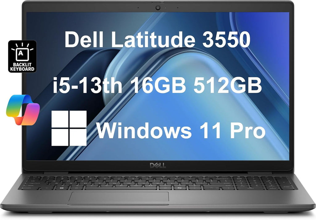 Dell Latitude 3550 3000 Business Laptop (15.6' FHD Anti-Glare, Intel 10-Core i5-1335U (> i7-1355U), 16GB DDR5 RAM, 512GB SSD) Backlit Keyboard, Ethernet, FHD Webcam, Win 11 Pro w/AI Copilot, Grey
