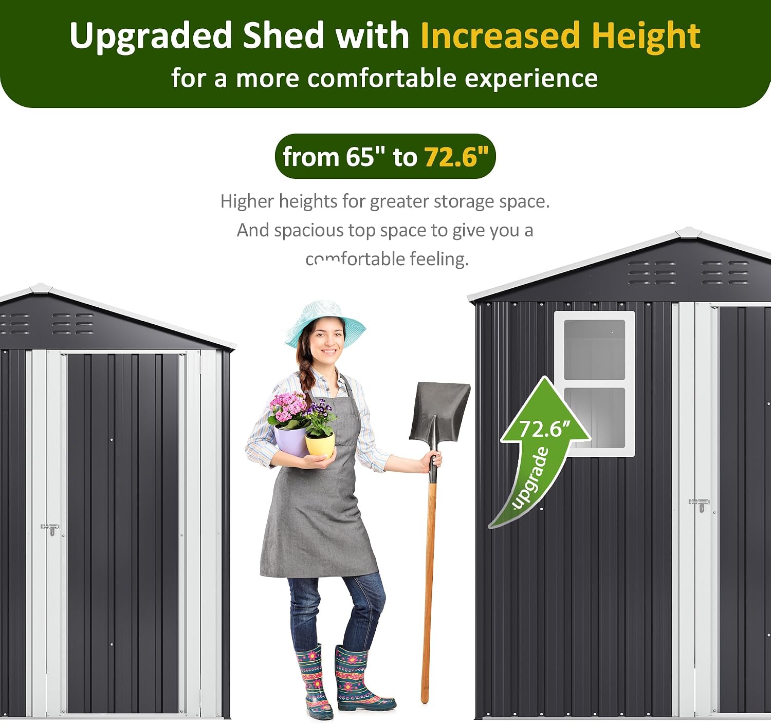 5.9x4 FT Outdoor Storage Shed, Metal Garden Tool Shed with Updated Frame Structure, Lockable Doors and Windows, Ideal for Backyard Garden Patio Lawn, Grey
