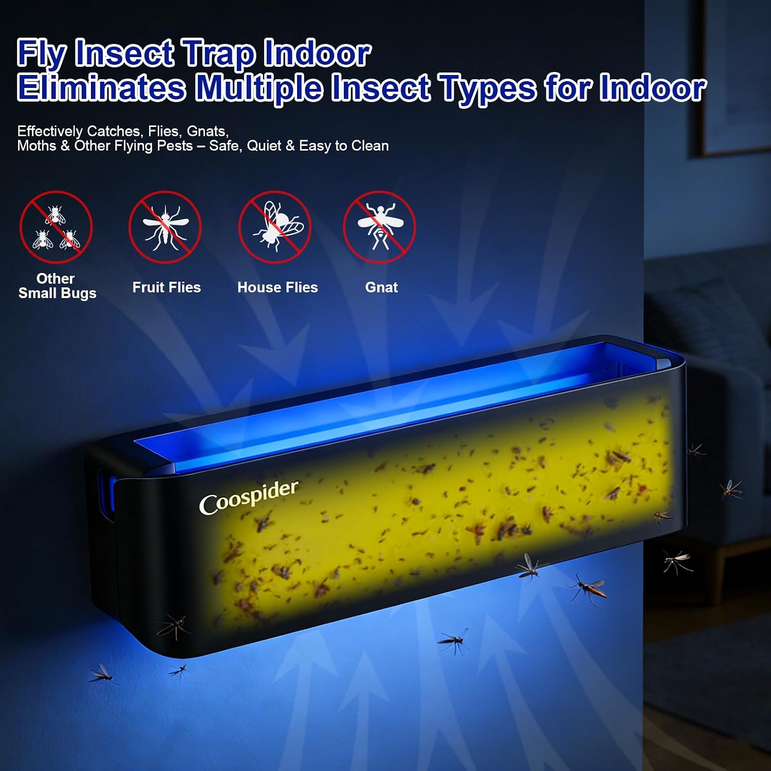 4 Pack Fly Trap Indoor, Wall Sconce Fly Light Bug Catcher for Kitchen House & Restaurant Fruit Flies Garage & Warehouse