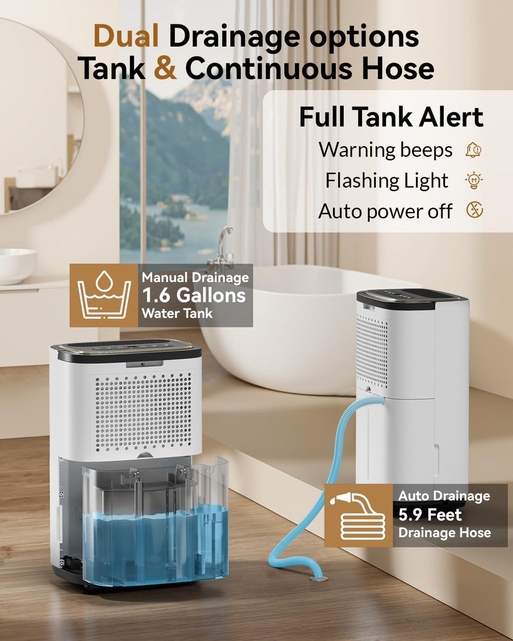 3000 Sq. Ft. Dehumidifier for Basement, 30 Pint Quiet Dehumidifiers for Home with Drain Hose, Smart Humidity Control, 24H Timer & Child Lock, Ideal for Large Rooms, Bathroom, Bedroom, Garage