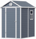 6x4.5 FT Plastic Sheds & Outdoor Storage, UV Resistant Storage Sheds Outdoor with Floor and Window, All-Weather Garden Resin Tool Shed for for Garden，Patio，and Utility Storage（Dark Gray）