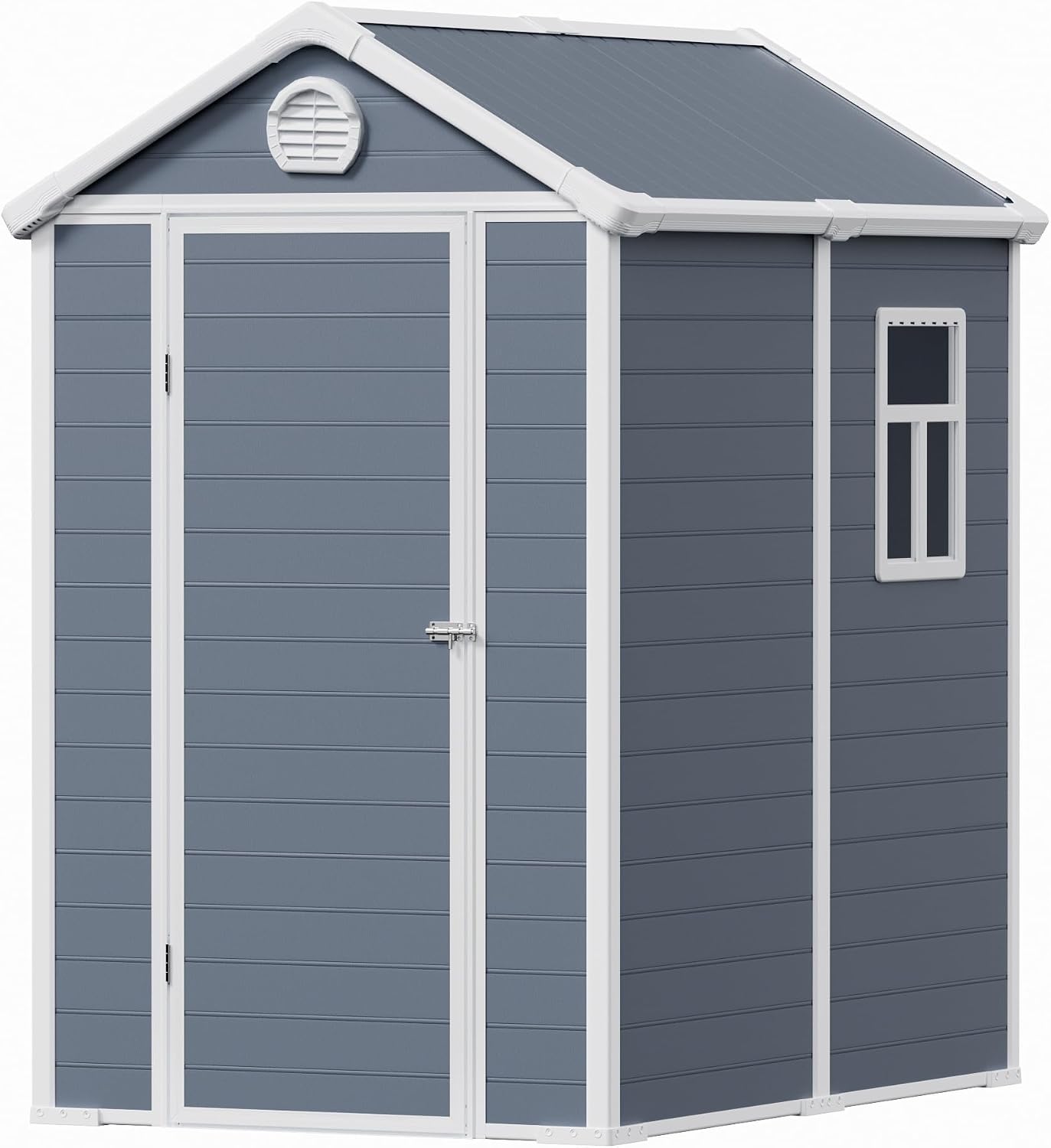 6x4.5 FT Plastic Sheds & Outdoor Storage, UV Resistant Storage Sheds Outdoor with Floor and Window, All-Weather Garden Resin Tool Shed for for Garden，Patio，and Utility Storage（Dark Gray）