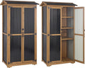 Storage Cabinet Outdoor Garage Cabinets with 3 Adjustable Shelves, Lockable Door, Wood & Metal Weather-Resistant Pantry Cabinet for Patio Garden Home Farm (33.3' Lx 21' Wx 69' H)