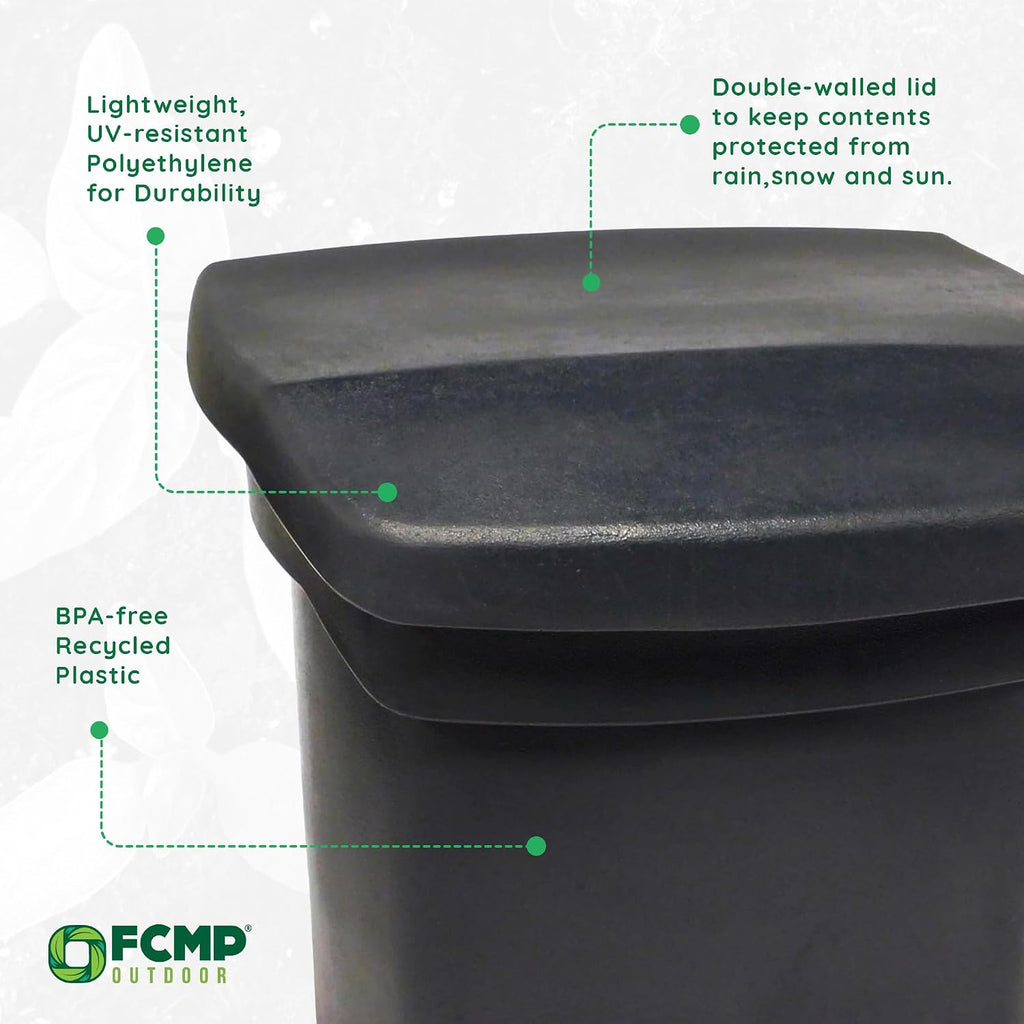 FCMP Outdoor 37-Gallon Salt and Sand Storage Bin – Multipurpose Deck Box for Patio, Porch or Shed – Industrial Large Container for Outdoor Storage, Grey