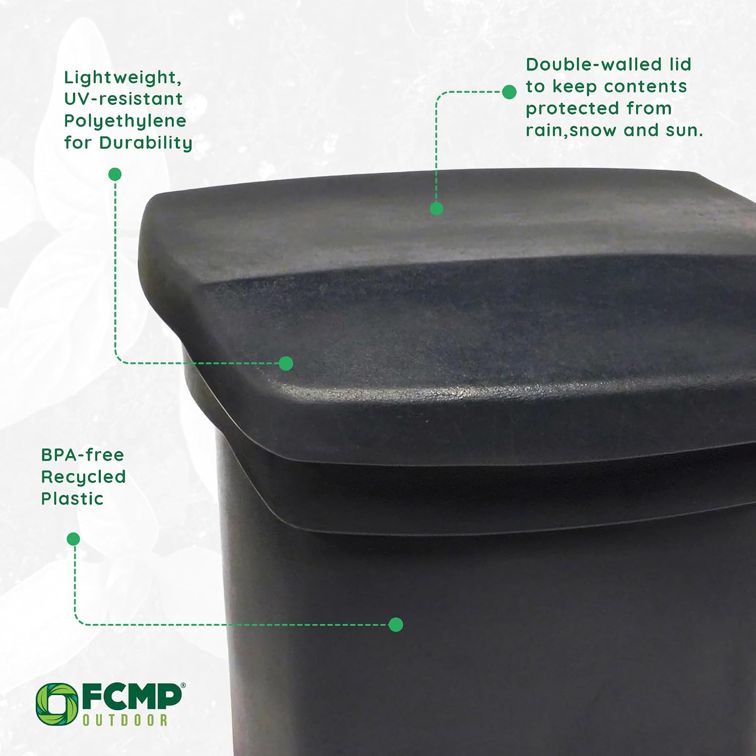 FCMP Outdoor 37-Gallon Salt and Sand Storage Bin – Multipurpose Deck Box for Patio, Porch or Shed – Industrial Large Container for Outdoor Storage, Grey